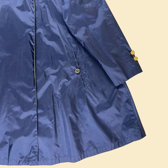 1980s British Mist poncho rain coat, size 6 dark blue vintage 80s rain jacket - Picture 8 of 10
